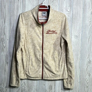 Womens Harley Davidson Large Fleece Zip Up Jacket